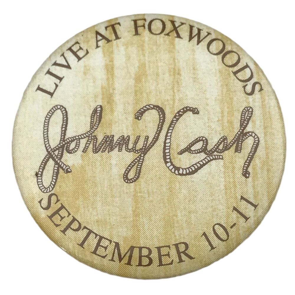 Johnny Cash Vintage Pin Button Live At Foxwoods Concert Music